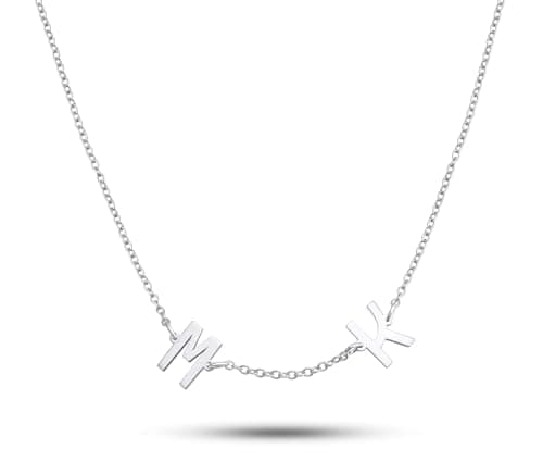 Image of Silver Initial Name Necklace - Personalized Custom Necklace for Women - Letter Pendant with Customized Initials - Mother's Day Gift Idea (925 Sterling Silver)