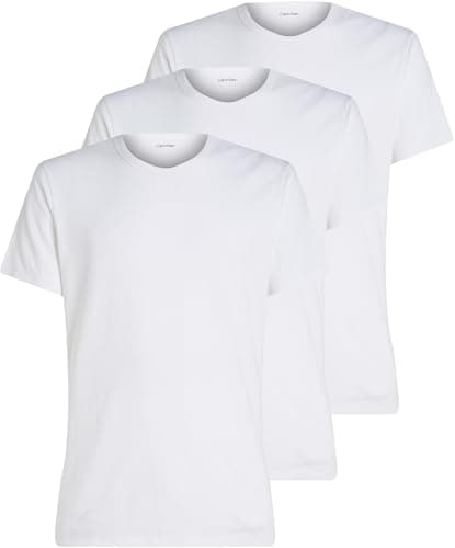 Image of Calvin Klein Men’s 3 Pack Basic Short Sleeve Crew Neck T-Shirts, White (White, White, White), M