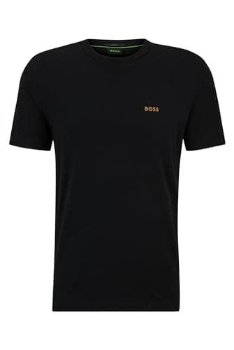 Image of BOSS Mens Logo T-Shirt Short Sleeve Cotton Black/Gold M