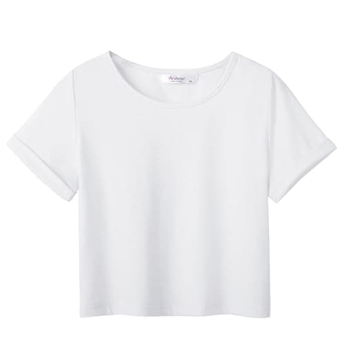 Image of Arshiner Girl's T-Shirts Tie-dye Kids Short Sleeve Tops Summer Fashion Printed Sport Casual Crew Neck Tee Shirt for Girls 9-10 Years White