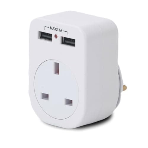 Image of Status IONOS Twin USB Plug Through Adaptor | 2 USB Ports | Compact Design | Plug-Through Socket | Safe & Reliable | Ideal for Home & Travel | ION2USBPTAW1PK10