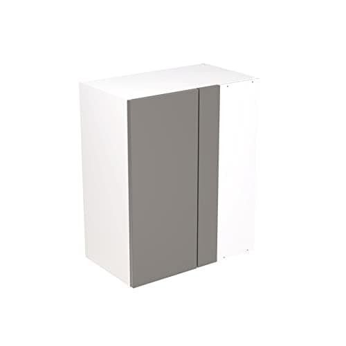 Image of Kitchen Kit Flatpack Bridging Wall Cabinet - Screwless Quick Build Kitchen Unit - J-Pull Door - Wall Mounted Unit Blind Corner - 600x720mm - Dust Grey Gloss