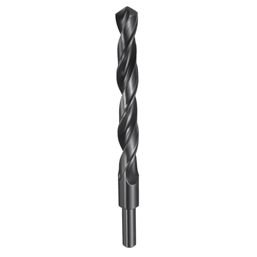 Image of sourcing map 15mm Drill Bit 10mm Reduced Shank Round 4241 High Speed Steel Nitriding Black 118° Standard Point for Plastic Wood Copper Aluminum Iron Medium Soft Metal