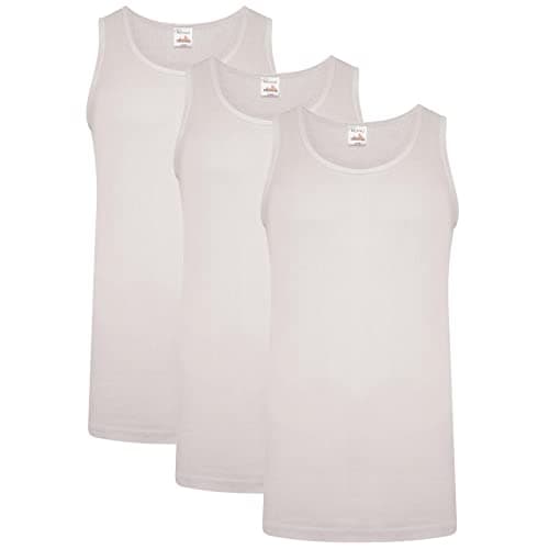 Image of Keanu Mens Thermal Vests - Pack of 3 - Winter Warm Brushed Underwear Sleeveless Vest Baselayer - Sizes S M L XL 2XL (White, Large)