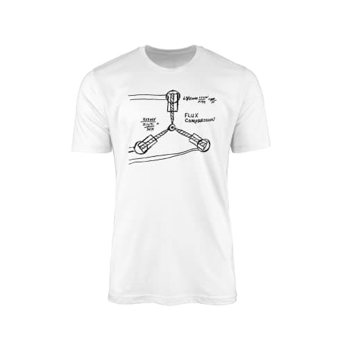 Image of Flux Compession T-Shirt - Future Sci-Fi Capacitor Film Inspired Time Travel Gift Present 100% Combed Cotton High-Density Extreme Comfort (White, XL)