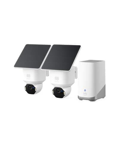 Image of eufy Security Camera SoloCam E42 2-Cam Kit (HomeBase S380), 4K Solar Security Camera Outdoor Wireless,AI Motion Tracking, Strobe Light, Pan & Tilt, Facial Recognition, Local Storage Up to 16 TB