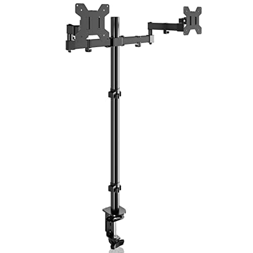 Image of Bracwiser Dual Fully Adjustable Monitor Arm Stand Mount 31.5 Inch Tall Pole Fits Two Screen 13-27 inch 22lbs for Monitor Computer Screen 13 15 17 19 20 22 23 24 26 27 inch VESA 75 100 (MD7842)