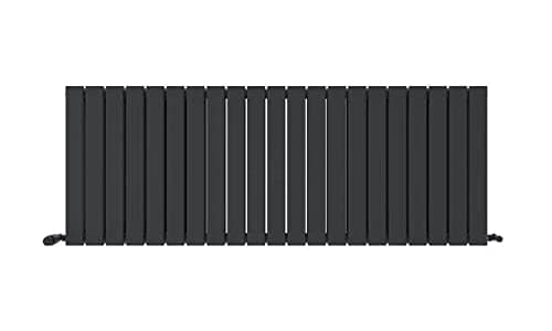 Image of iBathUK Apex Wall Mounted Horizontal Double Slim Flat Panel Designer Radiator, Steel Hydronic Central Heating, Modern Designer Radiator for Bathroom/Living Room in Matt Anthracite, 1600 x 600mm