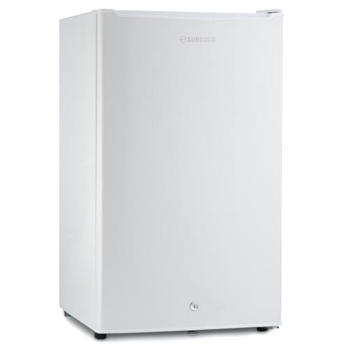 Image of Subcold Eco100 LED Under-Counter White Fridge | Freestanding Refrigerator | Solid Door with Chiller Box | LED Light + Lock & Key | Energy Efficient (95L, White)