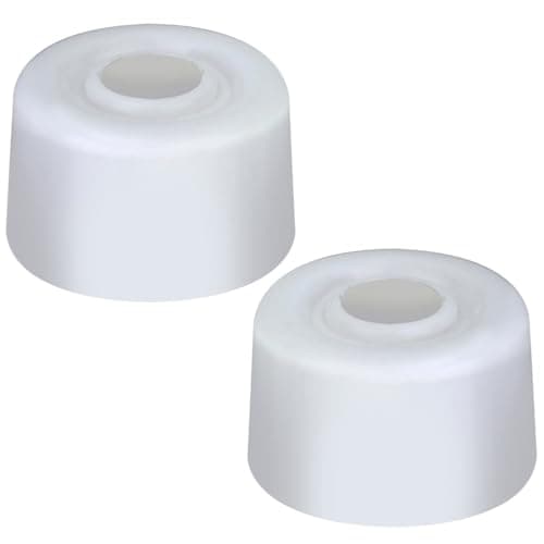 Image of Merriway BH02256 (2 Pcs) Floor or Wall Mounted Door Stops, White 35mm (1.3/8 inch) Diameter - Pack of 2 Pieces