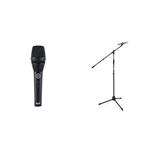 Image of AKG P3s Professional Dynamic Live Vocal Microphone & Tiger MCA68-BK Microphone Boom Stand, Mic Stand with Free Mic Clip - Black