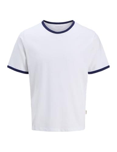 Image of JACK & JONES Men's Jorformentera Ringer Tee SS Crew Neck, Bright White, S