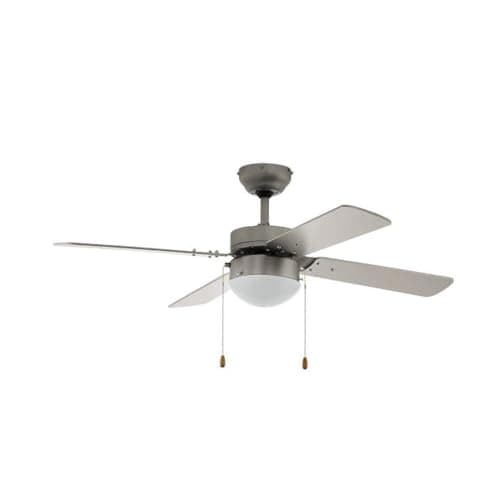 Image of Eglo Ceiling Fan Gelsina, 4 Blade Ventilator with Pull Chain, with Lighting and Summer Winter Operation, Blade Material MDF in Silver, AC Motor, Ø 106,6cm (41.9")