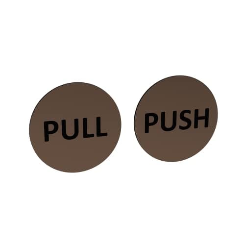 Image of Pair of Circular Metallic Push & Pull Adhesive Door Signs - Generic Door Sign for business, restaurants, bars, hotels, schools, cafe (Copper)