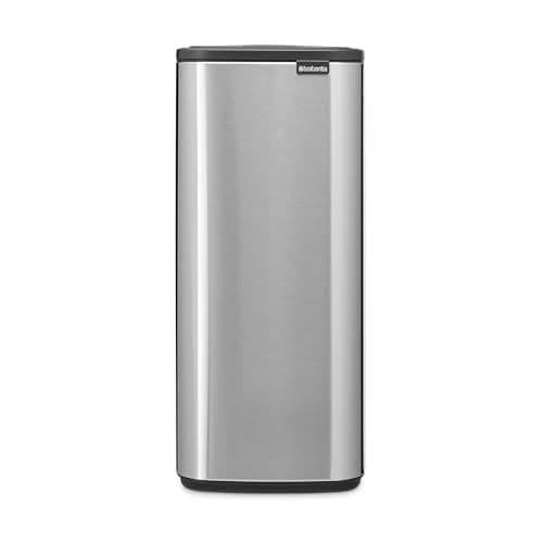 Image of Brabantia Bo Touch Bin 30L (Matt Steel) Fingerprint Proof, Space-Efficient and Rectangular Waste Bin with Soft-Touch Opening System, Easy Clean Inner Bucket with Free PerfectFit Rubbish Bags Included