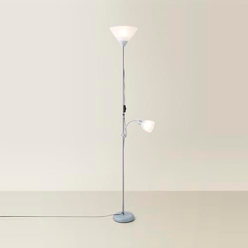 Image of MiniSun | Modern Metallic Silver 2 Way Mother/Father Parent and Child Floor Lamp | Floor Lamps & Torchieres, Home Décor, Improvement & Lifestyle Essential