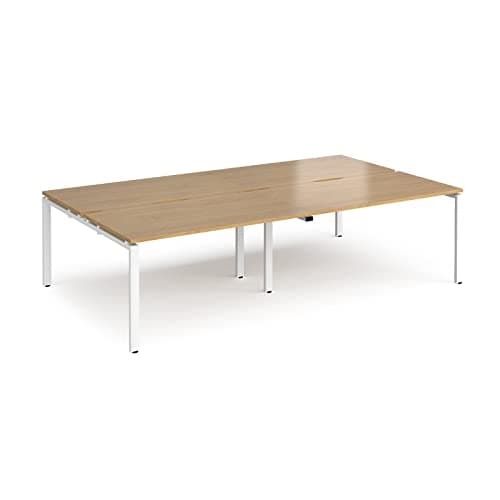 Image of DAMS Adapt double back to back desks 2800mm x 1600mm - white frame, oak top