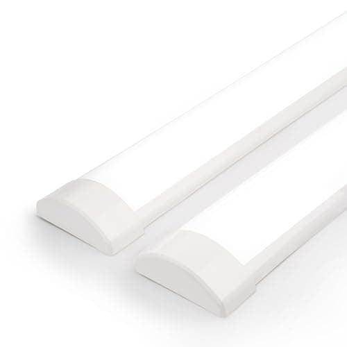 Image of BrightFly 4Ft LED Batten, 3550LM 32W 6500K Tube, 2-Pack Slim Profile Dust-Proof Integrated Housing, Surface Mounted Linear Ceiling Garage Light for Indoor Use