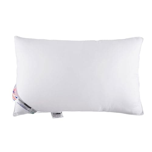 Image of HOMESCAPES Anti-Bacterial Super Microfibre Pillow Hypoallergenic Anti-Dust Mite Extra Fill for Side Sleepers, 48 x 74 cm (19″ x 29″) UK Standard Size