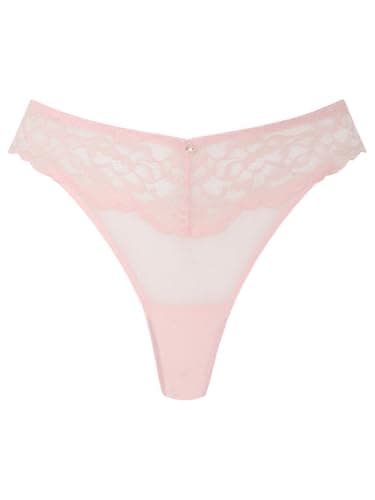Image of Ann Summers Sexy Lace Thong Low-Rise Womens Underwear, Mesh Back, Delicate Floral Lace & Centre Charm, Cotton Gusset – Stylish and Comfortable G String for Minimal Lines Pale Pink - Womens Lingerie