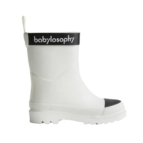 Image of babylosophy Kids’ Natural Rubber Rain Boots – Waterproof Flexible Wellies for Boys & Girls – UK Sizes 3-13 (White Matt, UK Footwear Size System, Little Kid, Numeric, Medium, 5)