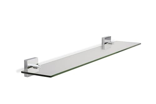 Image of Croydex Flexi-Fix Easy to Fit Cheadle Chrome Plated Square Design Glass Shelf