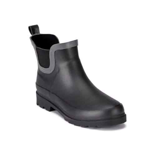 Image of TOSH Ladies Chelsea Ankle Wellingtons Boots Short Pull On Waterproof Rubber Womens Riding Equestrian Wellies (Black/Grey, UK Footwear Size System, Adult, Women, Numeric, Medium, 5)