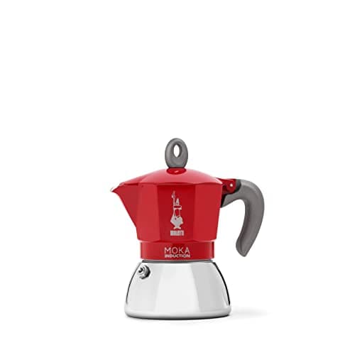 Image of Bialetti New Moka Induction InBialetti Moka Induction Stovetop Coffee Maker (3 cup) - Redduction Coffee Pot, 4 Cups, 150 ml, Aluminium, Red