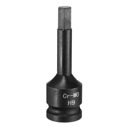 Image of Sourcing Map 9mm H9 1/2" CR-MO Steel Hex Socket - Phosphate Black Impact Drive for Auto Mechanics Work Repair Maintain