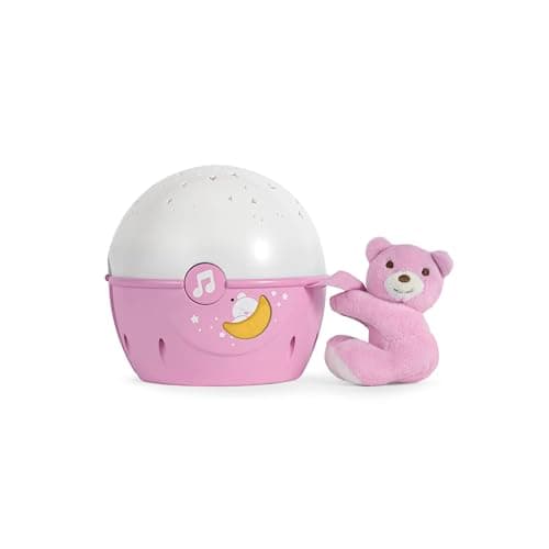 Image of Chicco Next2Stars Baby Night Light, Pink | Star Light Projector for Cots and Cribs, Sound Sensor, 3 Light Effects and Music