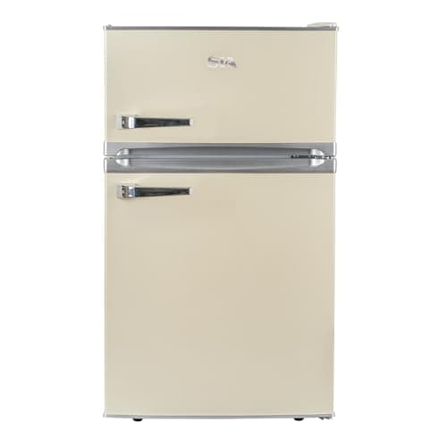 Image of SIA RFM88C 88L Freestanding Under Counter Cream Retro Fridge Freezer, Adjustable Thermostat, Interior LED Light, 2 Years Parts and Labour Guarantee