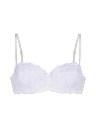 Image of DORINA Perfect Lace Balconette Underwired Bra – Lightly Padded Cups for Natural Shape – Adjustable Lift & Flattering Silhouette, White