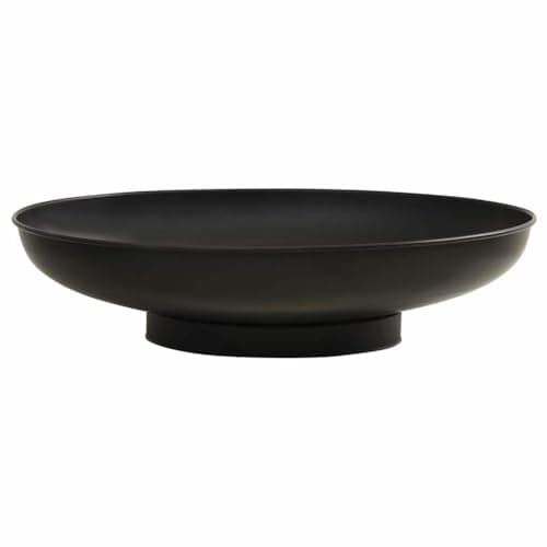 Image of Steel Fire Pit 80cm Diameter Black Powder Coated Large Fire Pit for Garden and Patio Ideal for Heating and Decorating with Natural Heat and Flame