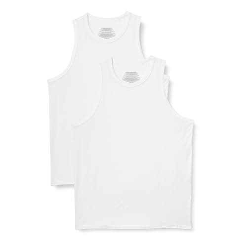 Image of Amazon Essentials Men's Sleeveless Super Soft Modal Vest, Pack of 2, White, S