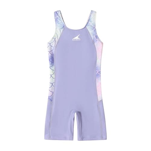 Image of ADUDVLO Girls Swimming Costume – Quick Dry One Piece Bathing Suit, Comfortable & Stretchy Solid Color Swimwear for Ages 5-16 (UK, Age, 7 Years, 8 Years, Regular, Purple)