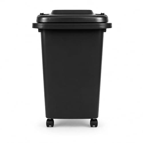 Image of BURAKH Recycling Wheelie Bin Dustbin Rubbish Waste Trash Kitchen Home Office 30L 50L | Indoor Outdoor Rubbish Waste with Wheels | Recycling Food Dustbin Outdoor Wheelie Bin Green/Red (Black, 50L)