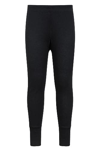 Image of Mountain Warehouse Talus Kids Base Layer Thermal Pants - Moisture Wicking, Lightweight & Quick Drying Leggings, Boys & Girls - Spring Summer, Outdoors, Travelling Black Kids Size 5-6 Years