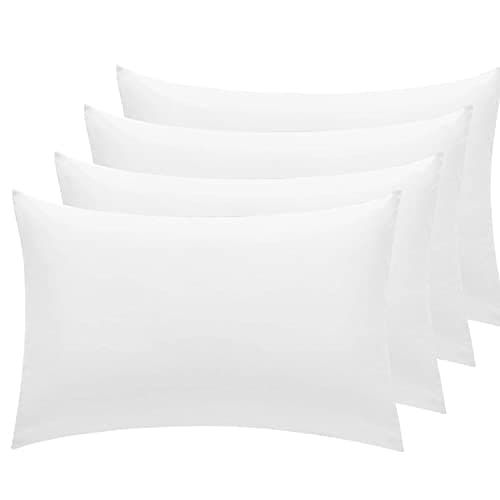 Image of Linens World Pillow Cases 4 pack - Egyptian Cotton 200 Thread Count Pillow Cases/Pillow Protectors, Hotel Quality Fabric & Wrinkle free pillows Cover Pack of 4 (Standard 50x75 cm, White)