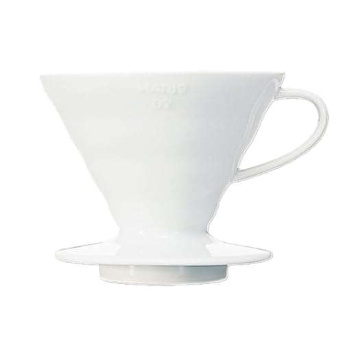Image of Hario V60 Ceramic V-Shaped Cone Coffee Dripper with Heat Retention,300 Millilitres, White, Size 02, 2