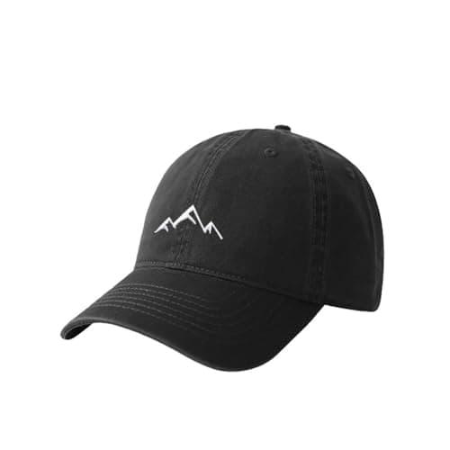 Image of YULOONG Baseball Cap Mens Mountain Peak Embroidery Baseball Hats Classic Solid Cotton Dad Cap Womens Outdoor Sports Cap Adjustable Black