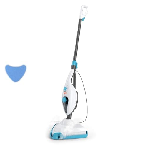 Image of Vax Steam Clean Multi Steam Cleaner, Portable Handheld and Floor Steam Mop, 9 Accessories for the Oven, Bathroom and Home, Easy to Carry, 1300W, 2.1kg, White and Blue, S85-CM