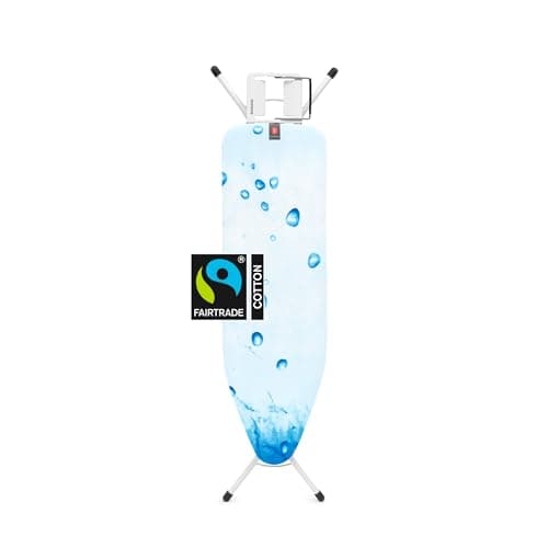 Image of Brabantia - Ironing Board B - With Steam Iron Rest - Adjustable in Height - Non-Slip Rubber Feet - Cotton Cover with Foam Layer - Foldable - Ice Water - 124x38 cm