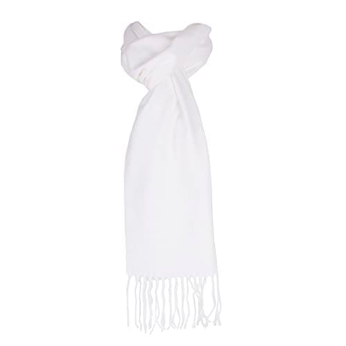 Image of Hat To Socks Classic Unisex Plain Winter Scarf - Super Soft Warm Wrap for Men and Women (White)