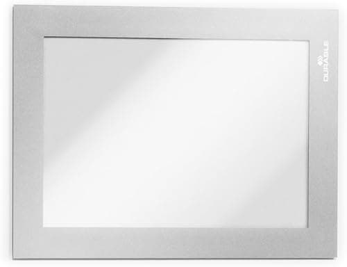 Image of Durable DURAFRAME Self-Adhesive Magnetic Frame | A6 Format In Silver | Pack of 2 Frames | Document Frame for Professional Internal Signage