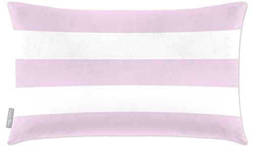 Image of Izabela Peters Cushions With Covers Included, Filled Cushion, Eco-Friendly Velvet Cushions, 60 x 40 cm, 3 Stripes Horizontal - Peony Blush, Chair Cushions, Sofa Cushions, Seat Cushions