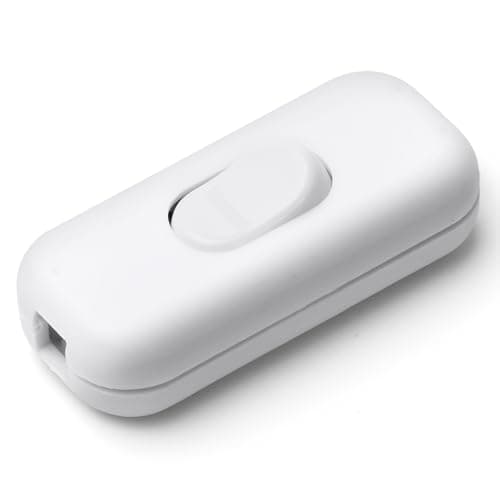 Image of AXFEE 6A DP Inline Cord Switch for Round or Flat Wire, 250V Desk Lamp, Light, Bulb, Small Appliance - White