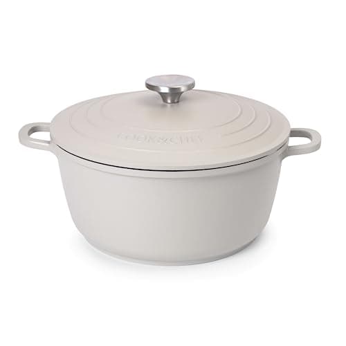 Image of Casserole Dishes with Lid Oven Proof – Non Stick Deep Dutch Oven – Induction Cooking Pot – Oven Safe Aluminium Stockpot – 4L, 24cm, Grey – by Nuovva