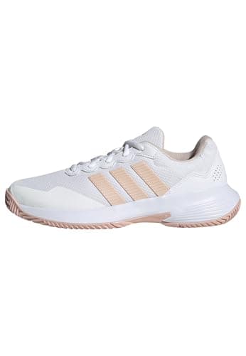 Image of adidas Women's GAMECOURT 2 Tennis Shoes, FTWR White/Blush Pink/FTWR White, 6 UK
