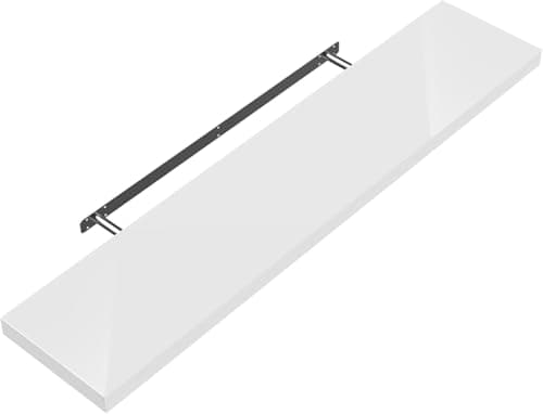 Image of Shelfinity 1pc White Floating Shelves for Wall | 60cm High Gloss Modern Wall Shelves | For Bedroom Living Room Bathroom Kitchen Office | Floating Shelf Unit Ideal for Display & Storage