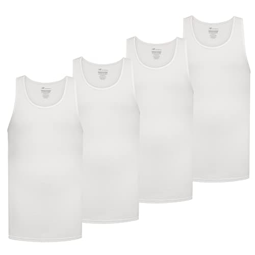 Image of New Balance Men's Cotton Performance Rib Sleeveless Tank Top Undershirt (3 Pack Or 4 Pack), White/White/White/White, S